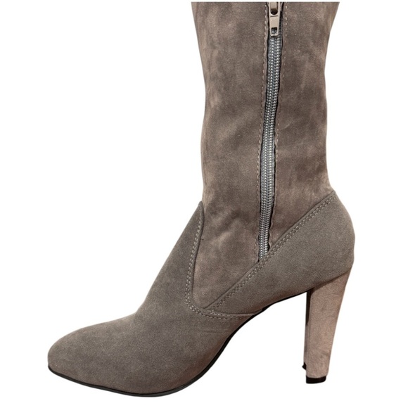 Women’s Faux Suede Gray/ Taupe Over-the-Knee Heeled Tall Boots Sz EU 39/ 8.5 US - Picture 7 of 13